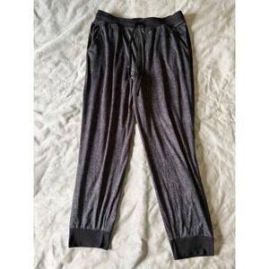 Ande Mens Charcoal Gray Heathered Jogger Pajama Pants Large Drawstring Lounge